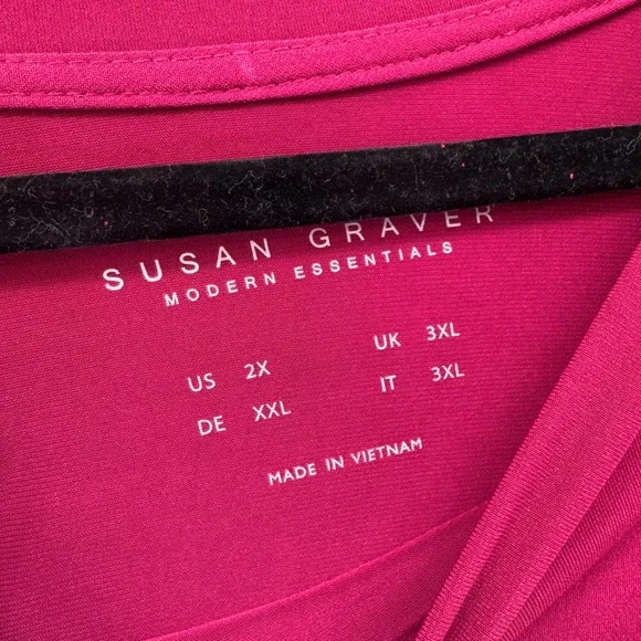Susan Graver Modern Essentials Berry Pink Long Sleeve Top Crew Neck 2X - Picture 3 of 7